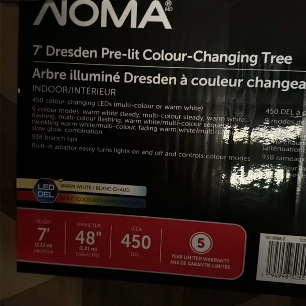 Noma Christmas tree light up rainbow white luxury 7ft tall 938 branch tips tree
